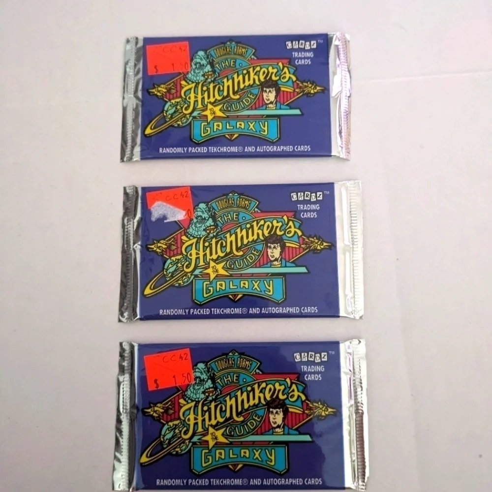 Hitchhikers Guide to the Galaxy Trading Cards.1994 distribution,3 unopened packs